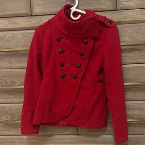 O'Neill Women's Vibrant Red Double-Breasted Pea Coat